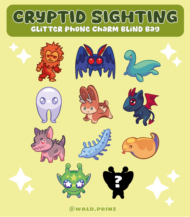Cryptid Glitter Phone Charm Blind Bag