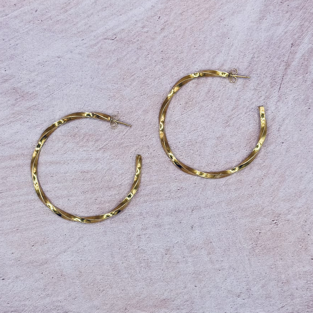 Gold-Plated Twisted Hoops (Large)