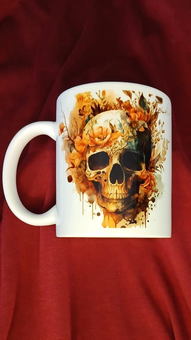 Mug crâne fleuri 