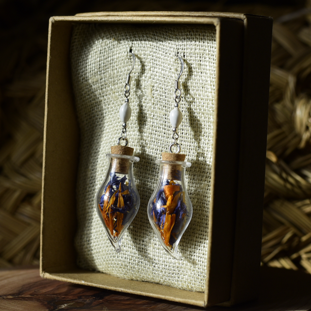 boucles fioles silver bleuet &amp; calendula