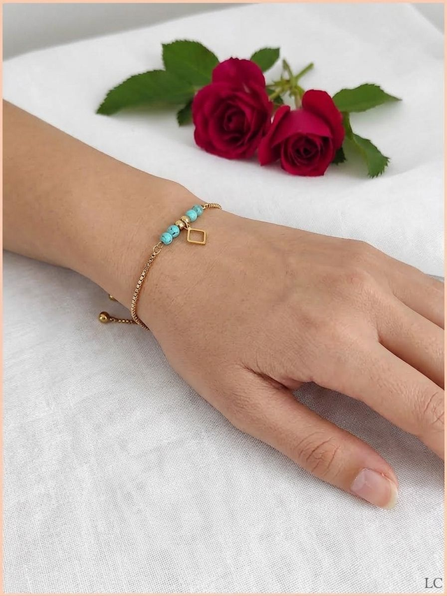 Bracelet coulissant avec pampille - Howlite