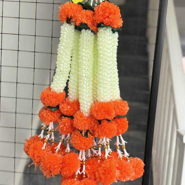 Jasmine marigold garlands (pair)