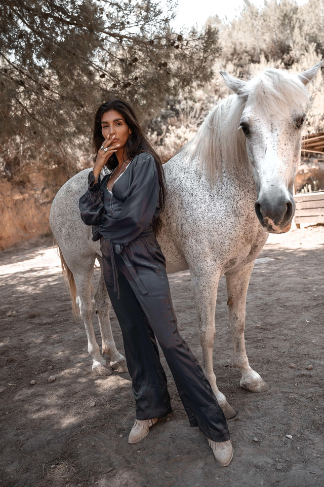 Moost Wanted Noor Satin Pants Dark Blue