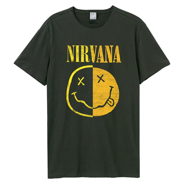 Nirvana - Spiced Smiley Amplified Vintage Charcoal T Shirt