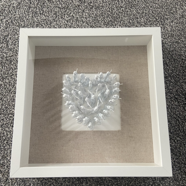Monochrome 3D Toy Soldier Heart Shadow Box Wall Art (25cm)