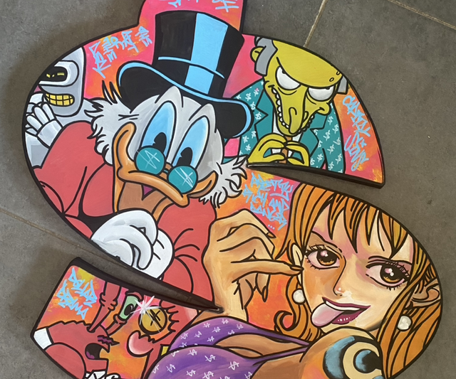 Œuvre Pop Culture Street Art Découpée – Picsou & Manga Fusion | Artiste k_azyy