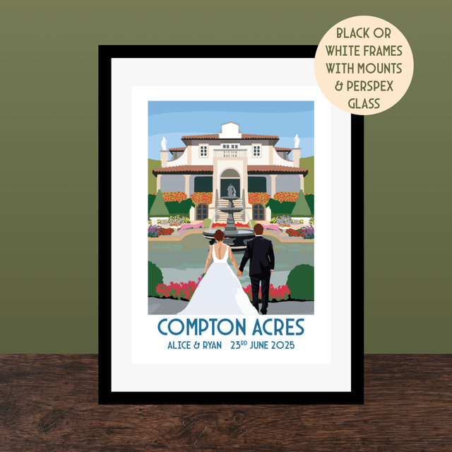 Compton Acres, Personalised Wedding Venue Print