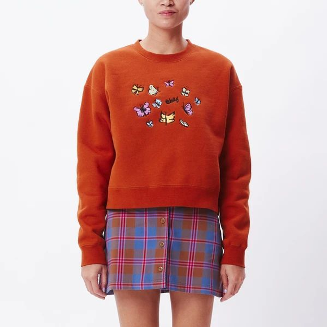 B95716O8 - OBEY FELPA BUTTERFLY CREW SPECIALTY  CROPPED FIT CREW NECK SWEATSHIRT WITH GRAPH