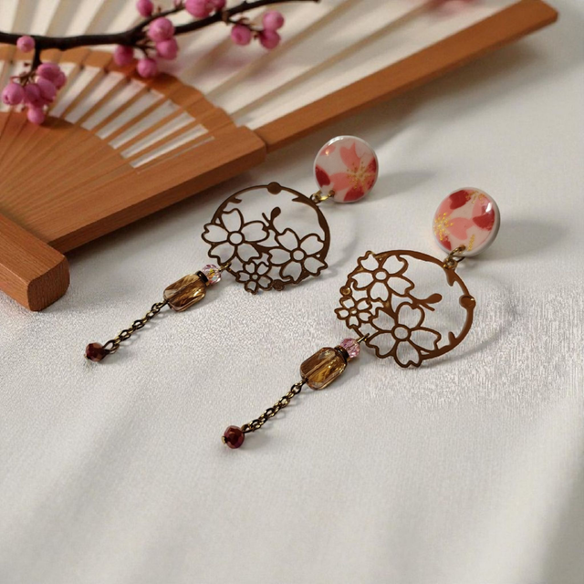 Boucles d'oreilles pendantes japonaises
