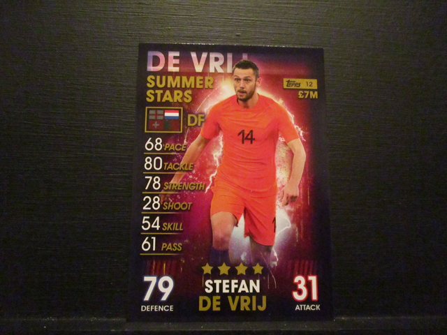 Stefan De Vrij - Summer Stars Match Attax 101 Original Trading Card