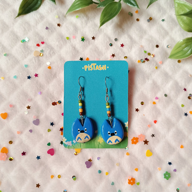 Totoro clay earrings