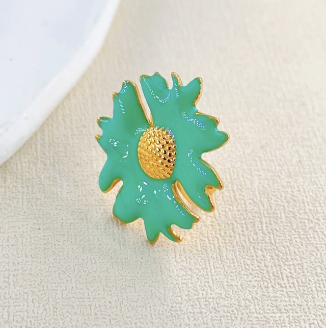 Bague fleur réglable or