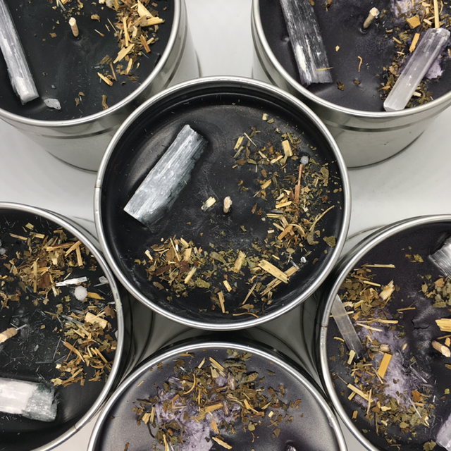 Protection Candle With Cleansing &amp; Protecting Crystal