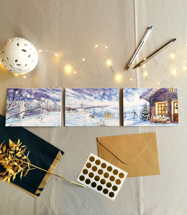 Collection Douce Nuit - Lot de 3 Cartes doubles