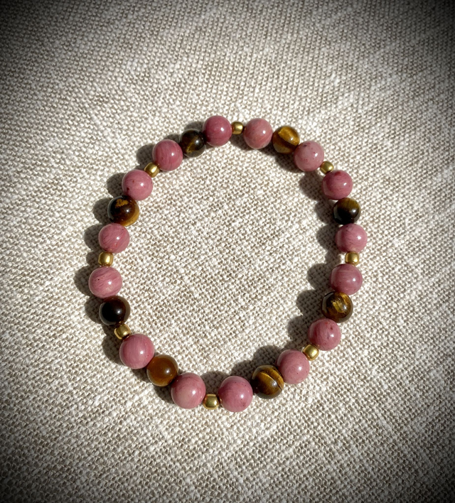 Bracelet élastique Rhodonite et Oeil de Tigre