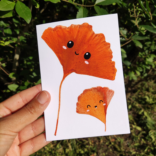 Feuilles de ginkgo - Carte double avec enveloppe