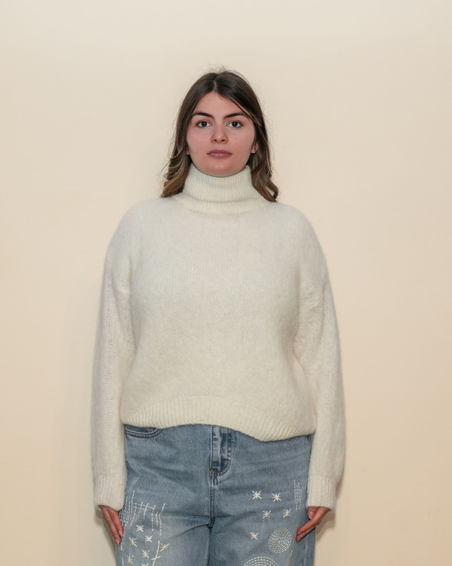 Maglione mohair collo alto