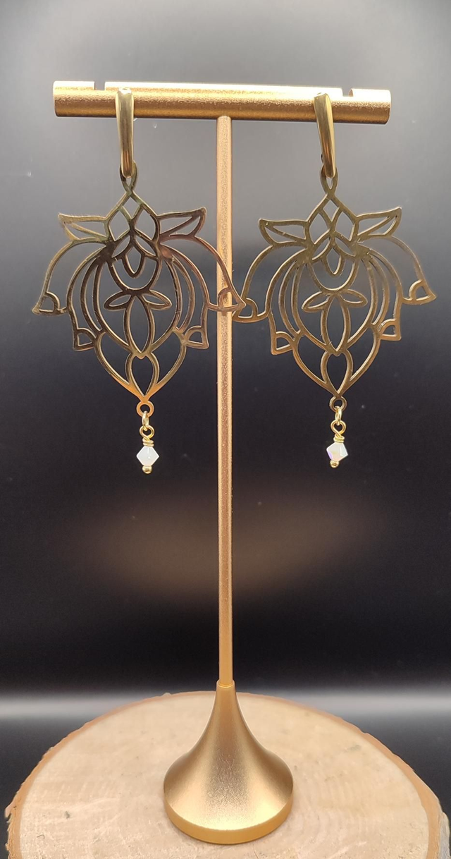 Boucles d'oreilles Lotus Dorées 