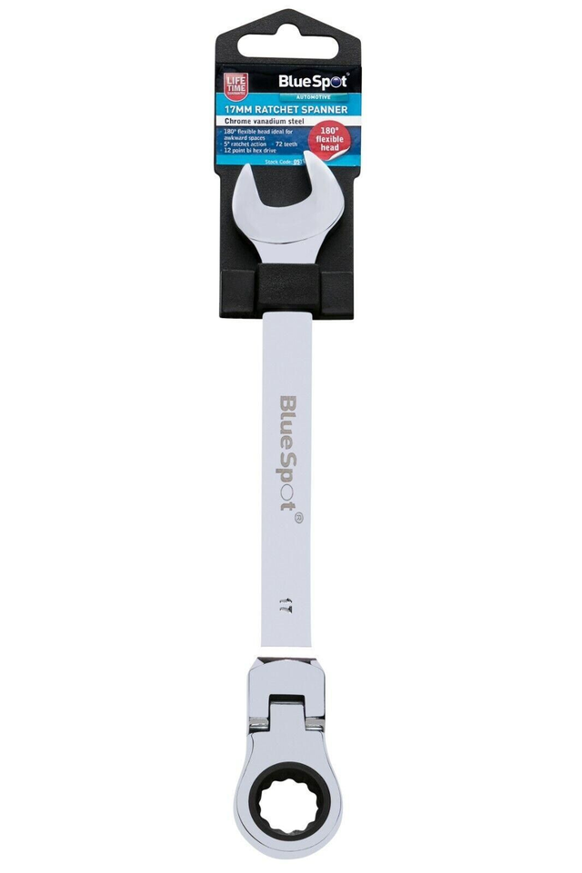 17mm BlueSpot Flexible Head Ratchet Spanner Combination Wrench Metric 