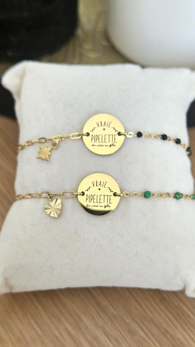 Bracelet chaîne &quot;vraie pipelette de mère en fille &quot;