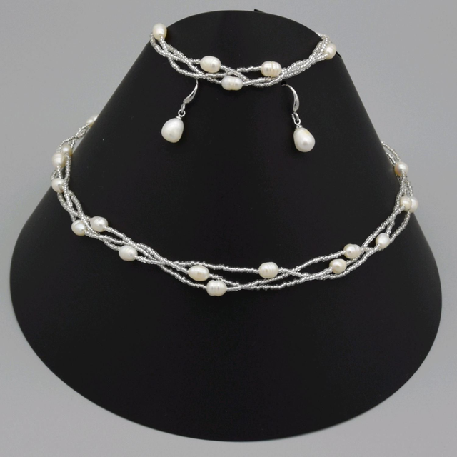 Parure complète en perles de culture d'eau douce