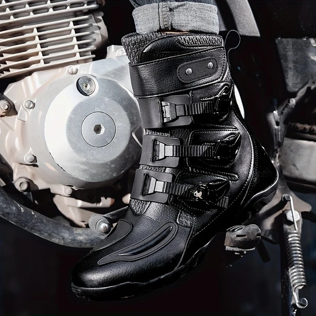 Men's All-Season Rotating Buckle Closure Motorcycle Boot