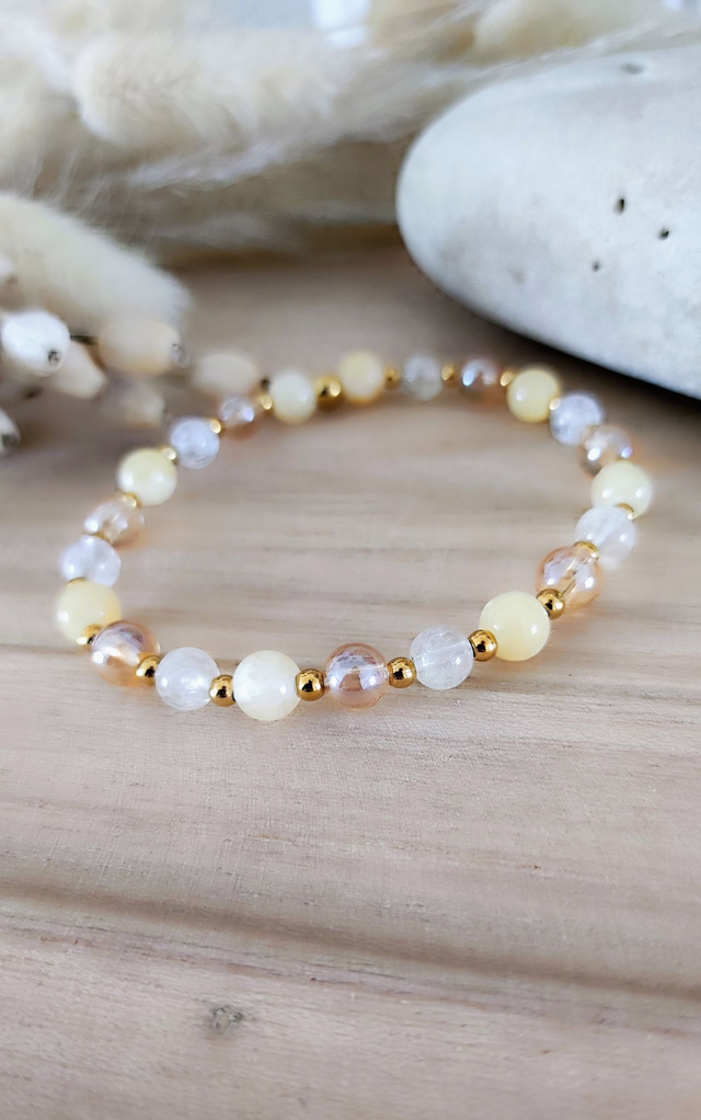 Bracelet "Solaire" Calcite orange et Citrine