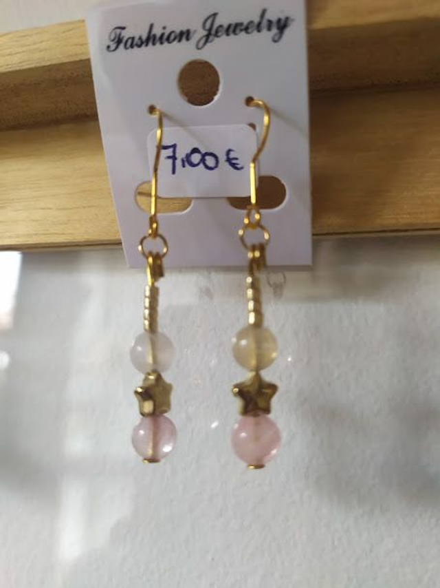 BRINCOS QUARTZO ROSA 