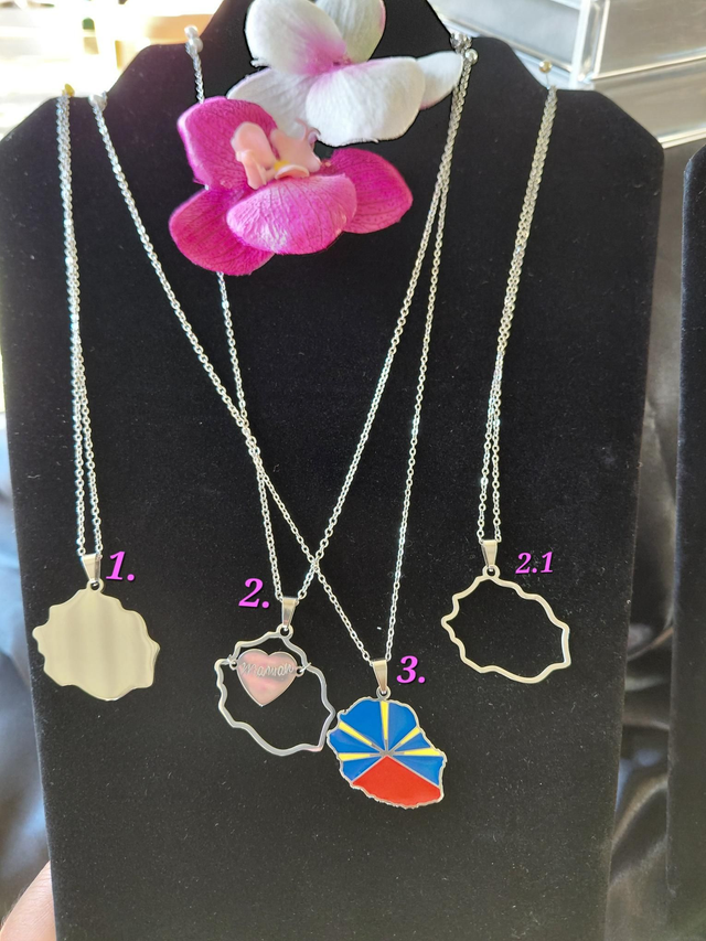 Carte de la Réunion argenté 