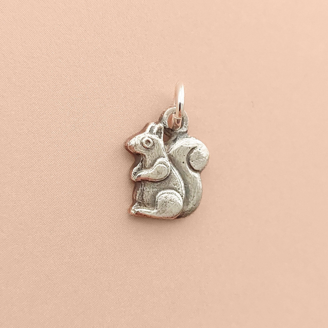 Handmade Squirrel Necklace  - Sterling Silver Squirrel Charm
