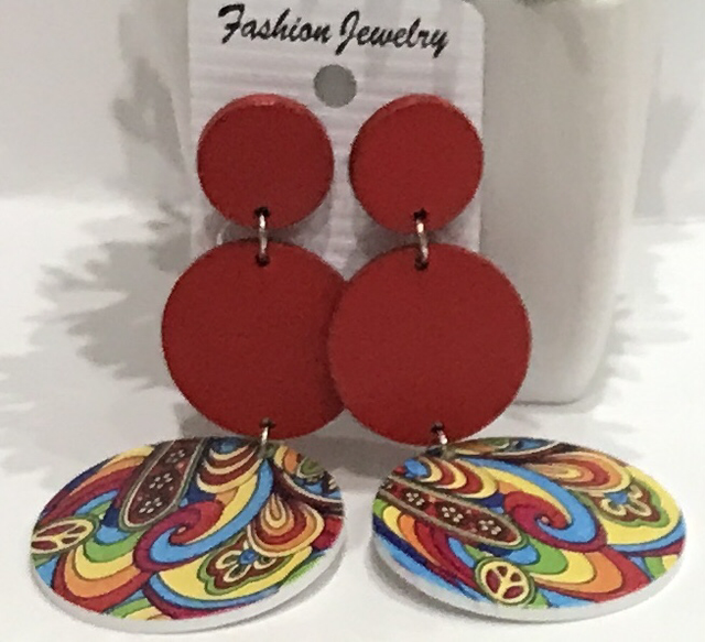 Red Mixed Dangling Earrings-RDE15