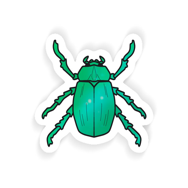 Green beetle vinyl sticker