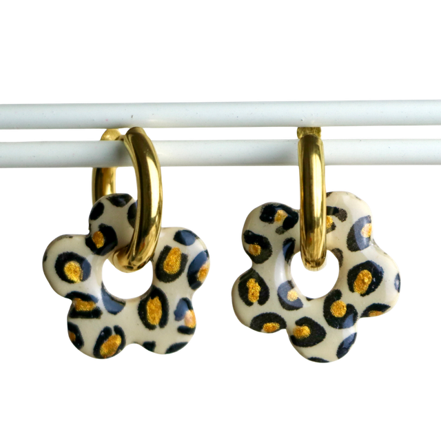 Fleurs Azea beige léopard