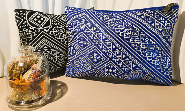 Pochette tissu motif broderie 