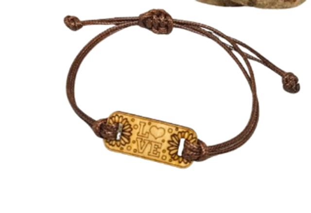 bracelet amour mélange de bois et chaine de cire 