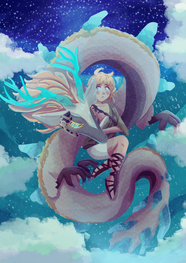 PRINT - Tears of the Kingdom - Link and Zelda dragon