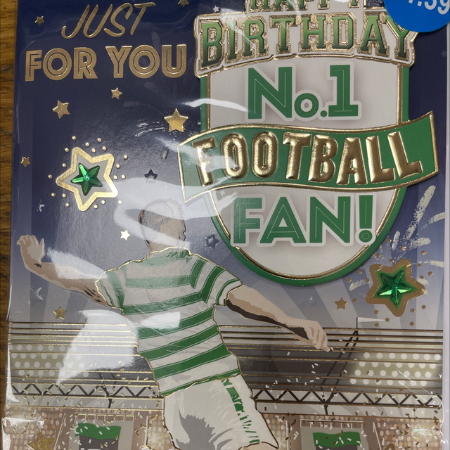 No 1 football fan birthday card (green)
