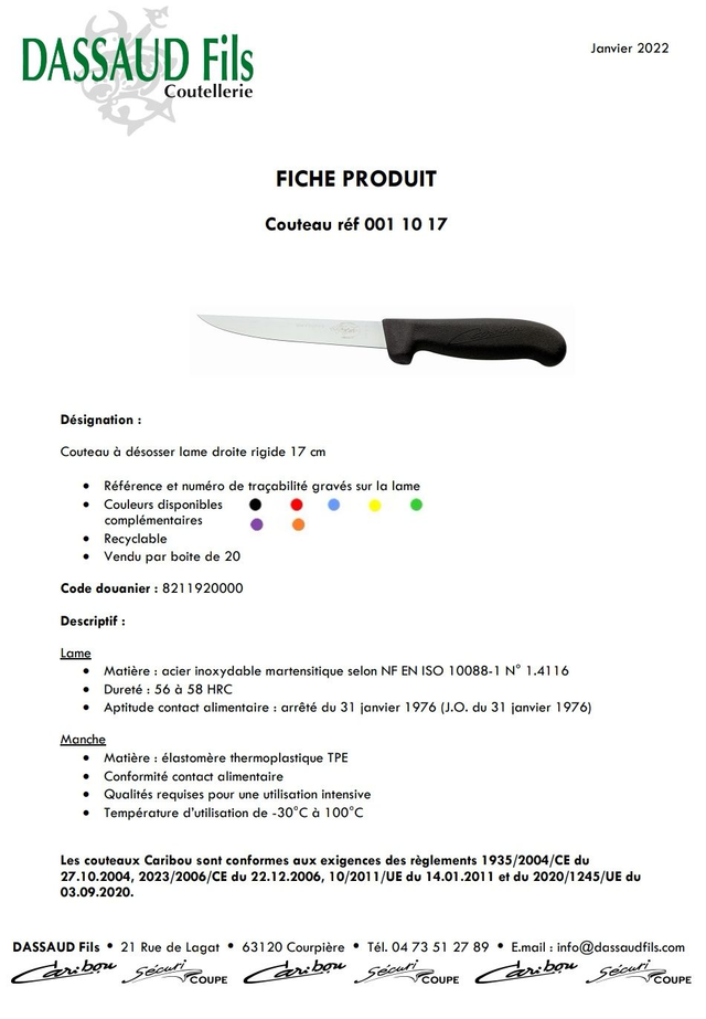 Couteau à désosser lame 17cm