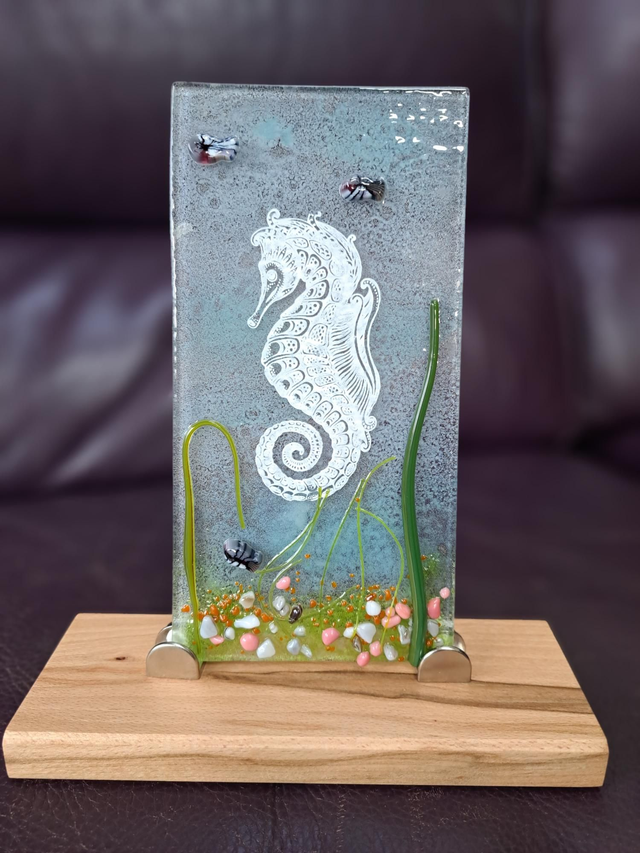 Enamelled Seahorse In Stand 