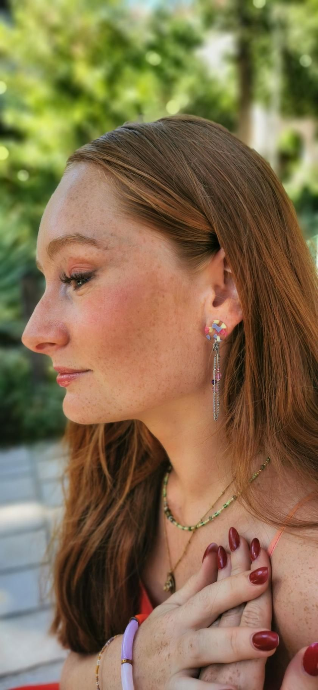 Boucles d'oreilles Puces Fushia