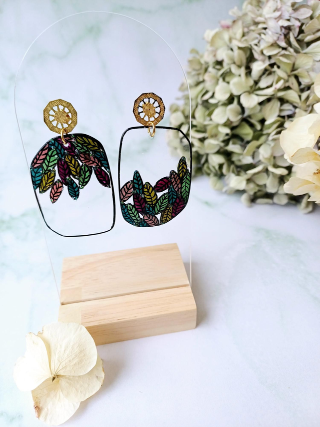 &quot; Florilège &quot; Boucles d&#039;oreilles Asymétrique verres de lunettes 