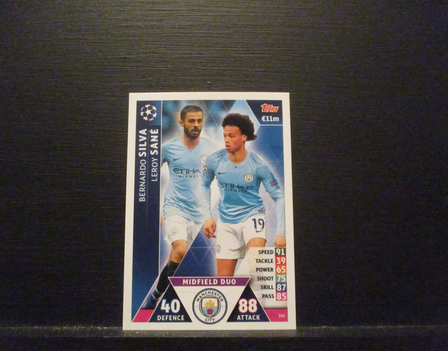 Bernardo Silva / Leroy Sane - UEFA Champions League Match Attax 2018/19 Original Trading Card #162
