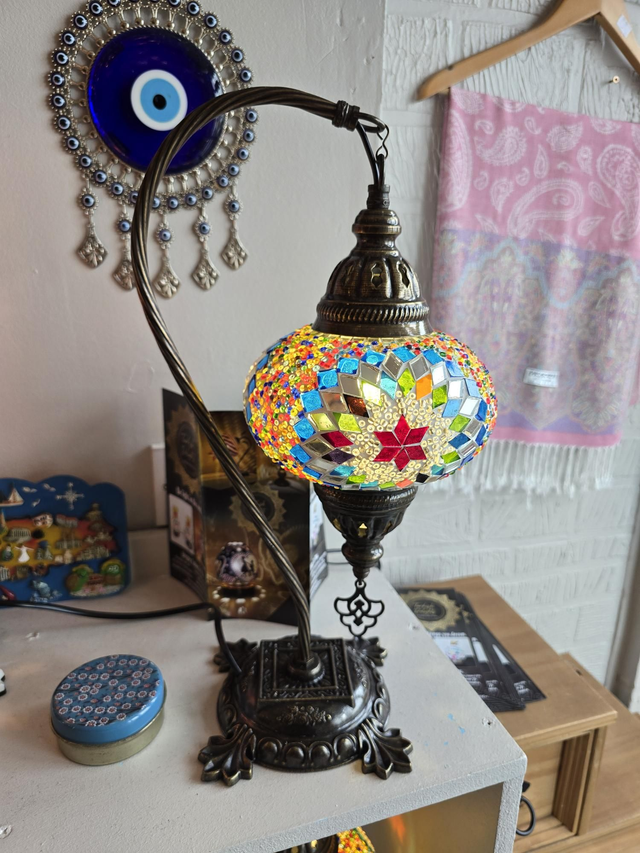 Large Mosaic Swanneck Table Lamp