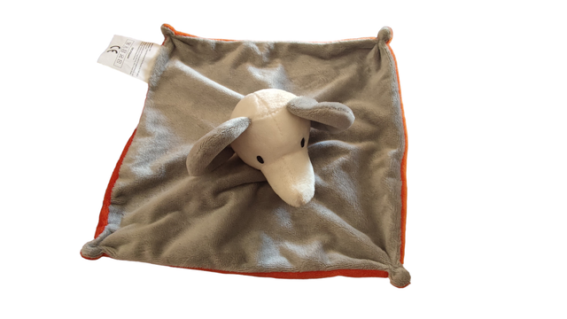 Doudou éléphant gris orange