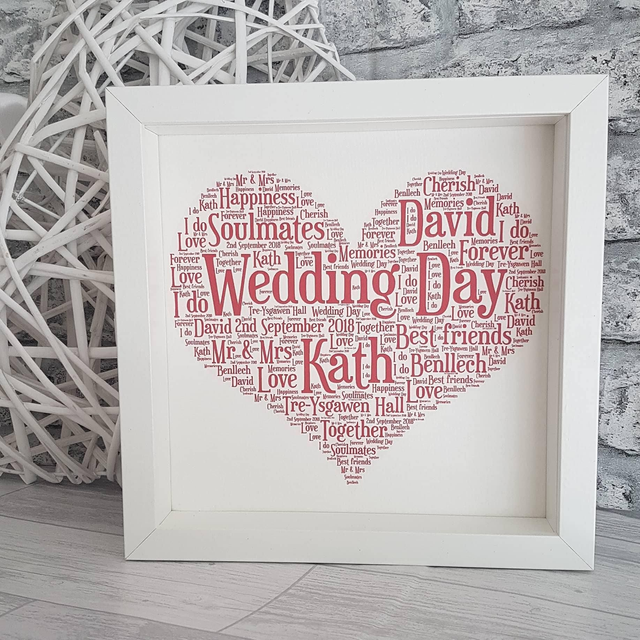 Wedding Gift Word Art -  Personalised Heart Word Art 