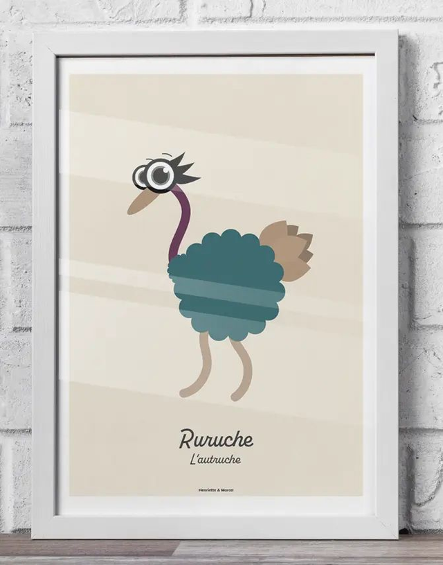 21 - Affiche enfant autruche