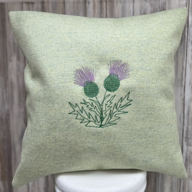 Lambswool Thistle embroidered cushion 