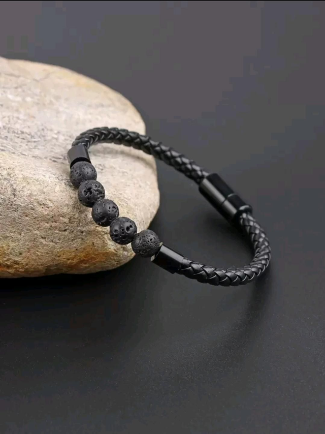 Bracelet en pierres Volcanique - 8mm - fermeture aimantée 