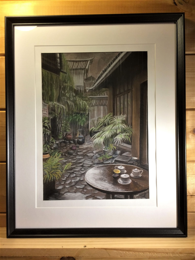 010.- La cour sous la pluie