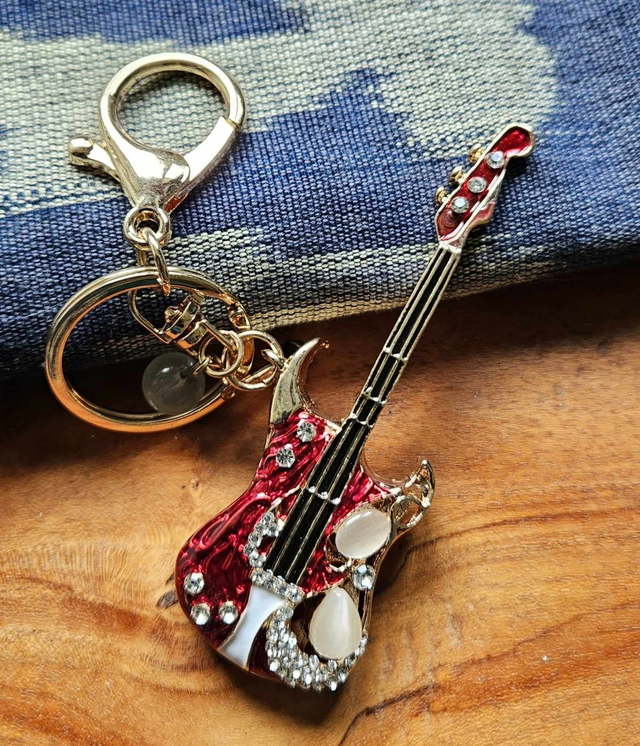The Red Guitar Bling Keychain 